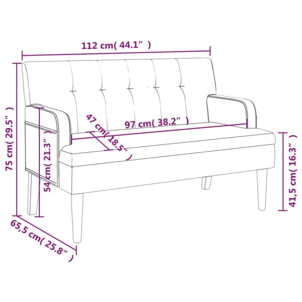 vidaXL Bänk med ryggstöd svart 112x65,5x75 cm konstläder