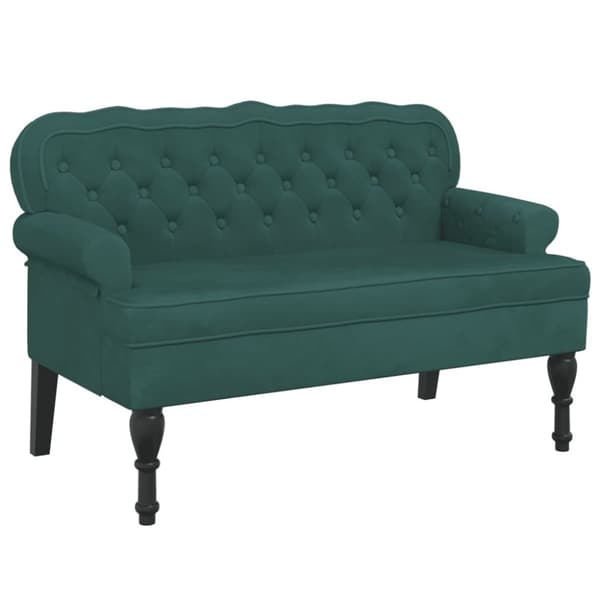 vidaXL bænk med ryglæn 119,5x64,5x75 cm velour mørkegrøn