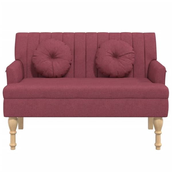 vidaXL Bänk med dynor vinröd 113x64,5x75,5 cm tyg