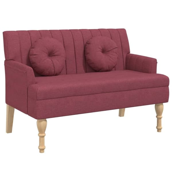 vidaXL Bänk med dynor vinröd 113x64,5x75,5 cm tyg