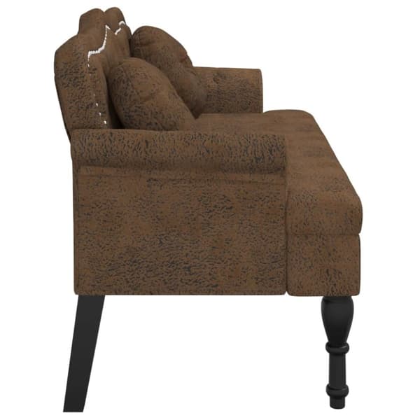 vidaXL Bänk med kuddar brun 120,5x65x75 cm konstmocka