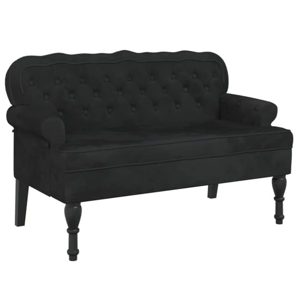 vidaXL Bänk med ryggstöd svart 119,5x64,5x75 cm sammet