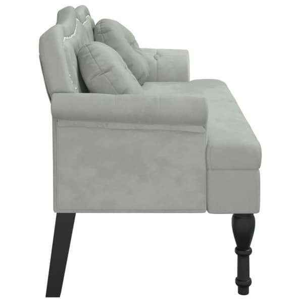vidaXL bænk med hynder 120,5x65x75 cm velour lysegrå