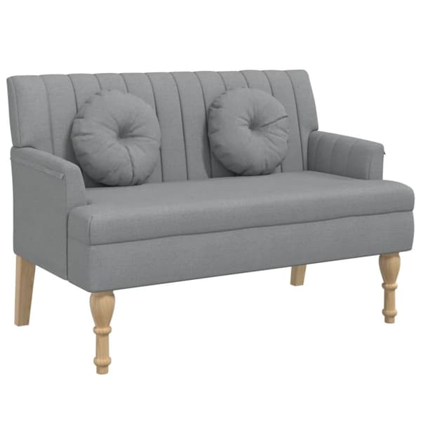 vidaXL Bänk med kuddar ljusgrå 113x64,5x75,5 cm tyg