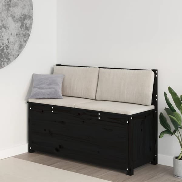 bænk 110x41x76,5 cm massivt fyrretræ Sort