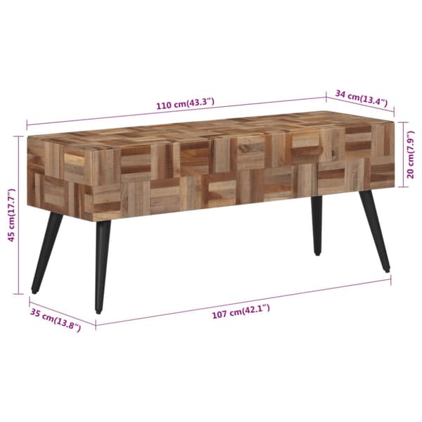 Bänk 110x35x45 cm massiv återvunnen teak