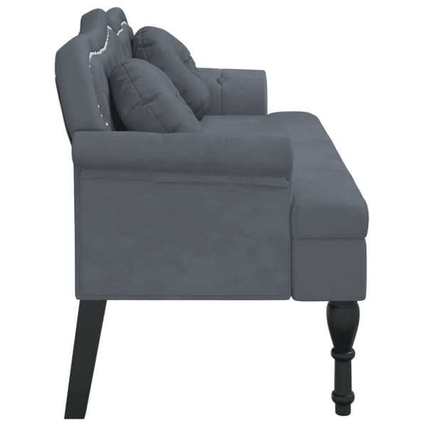 Bänk med kuddar mörkgrå 120,5x65x75 cm sammet