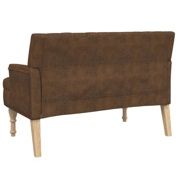 Bänk med kuddar brun 113x64,5x75,5 cm konstmocka