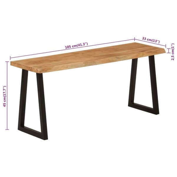 vidaXL Benk med naturlig kant 105 cm heltre akasie