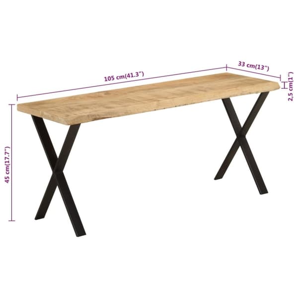 vidaXL Benk med naturlig kant 105 cm heltre mango