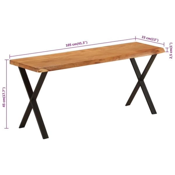 Penkki elävillä reunoilla 105 cm täysi akasiapuu