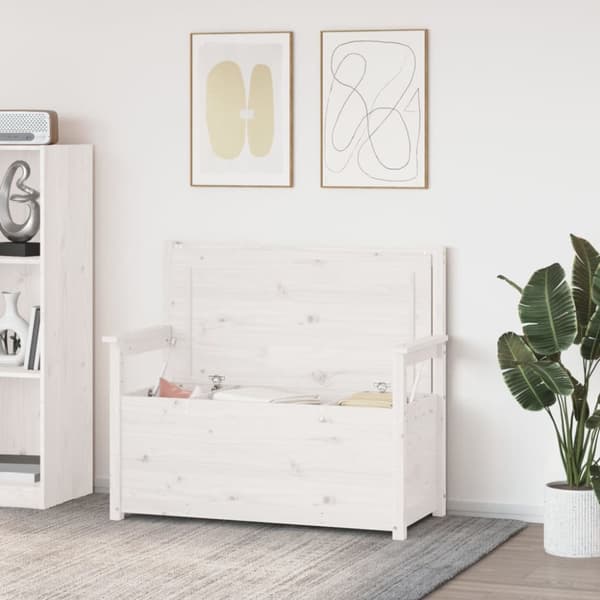 vidaXL bænk 112,5x51x,5x96,5 cm massivt fyrretræ hvid -  Bænke
