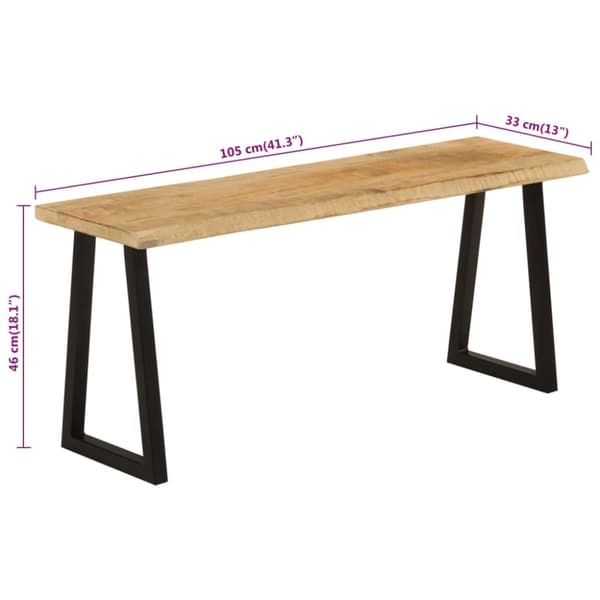 vidaXL Penkki elävillä reunoilla 105 cm täysi mangopuu -  Penkit