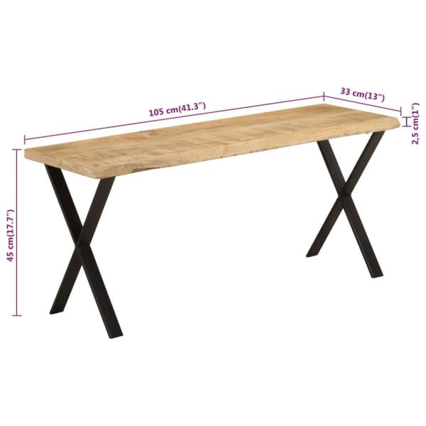 vidaXL Penkki elävillä reunoilla 105 cm täysi mangopuu -  Penkit