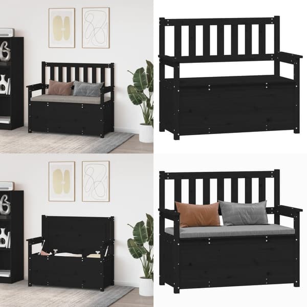 Penkki musta 112,5x51,5x96,5 cm täysi mänty - Penkki - Penkit - Home & Living