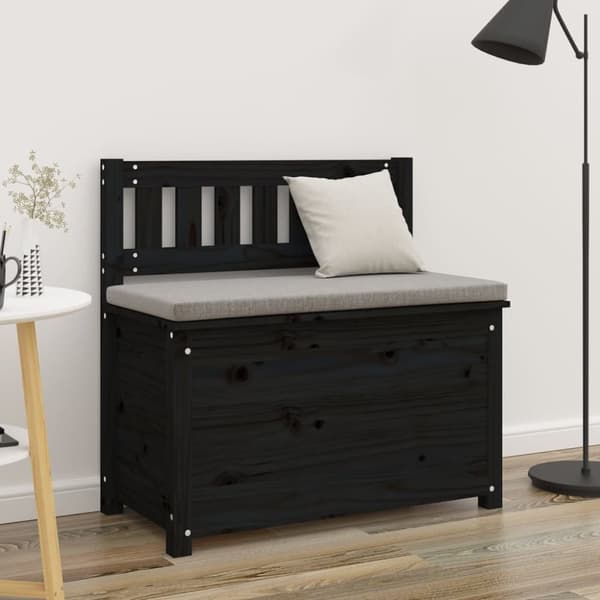 Bænk 80x41x77 cm massivt fyrretræ sort - Bænk - Bænke - Home & Living