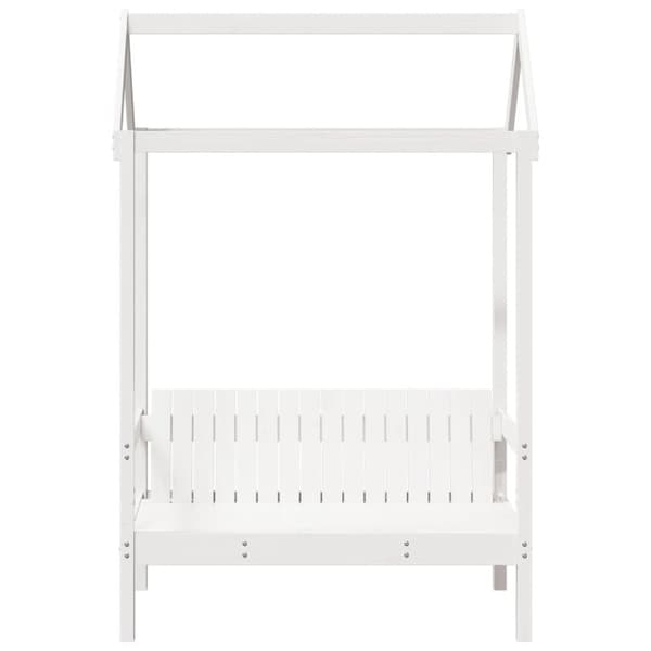 vidaXL Bänk med tak vit 117,5x70x176,5 cm massiv furu