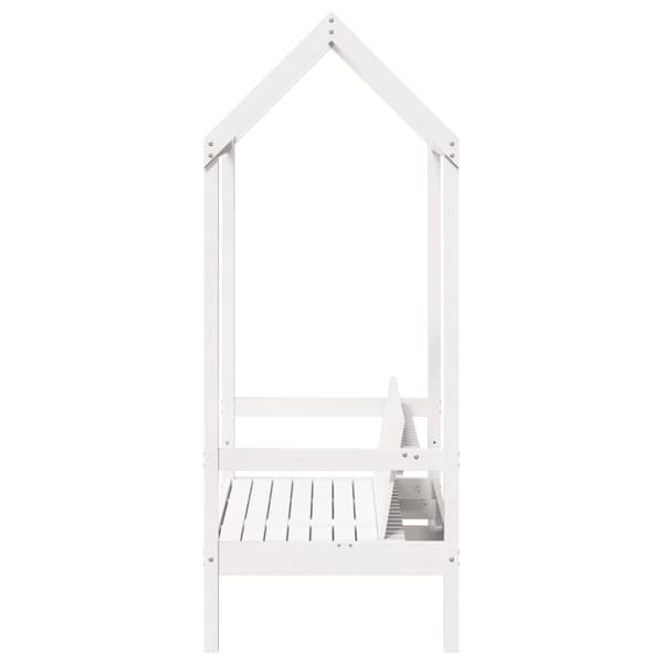 vidaXL Bänk med tak vit 117,5x70x176,5 cm massiv furu