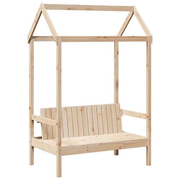 vidaXL Benk med tak 117,5x70x176,5 cm heltre furu