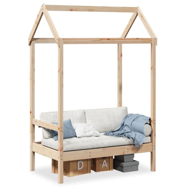 vidaXL Benk med tak 117,5x70x176,5 cm heltre furu