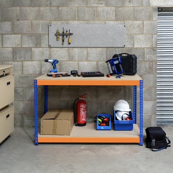 Workbench for Garage S-Rax 2 or 3 Levels Capacity per Level 300kg Screwless Assembly Reinforced Support Beams Rubber Feet