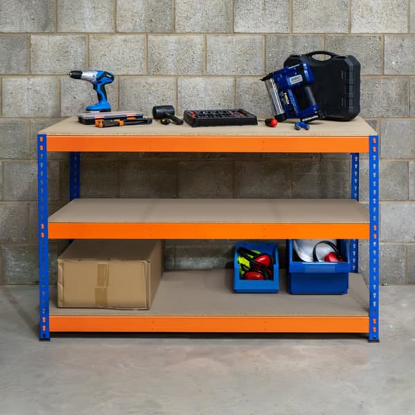 Workbench for Garage S-Rax 2 or 3 Levels Capacity per Level 300kg Screwless Assembly Reinforced Support Beams Rubber Feet