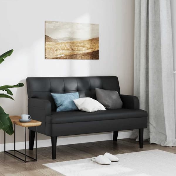 Bänk med ryggstöd svart 112x65,5x75 cm konstläder
