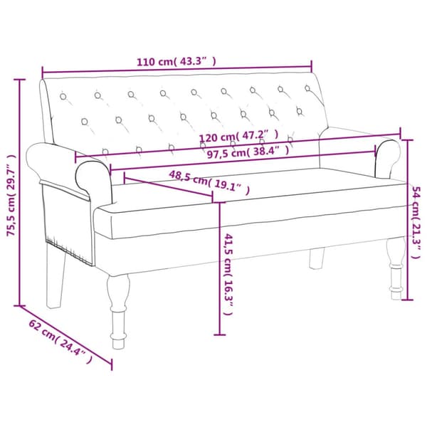 Bänk med ryggstöd mörkbrunt 120x62x75,5 cm mörkgrå
