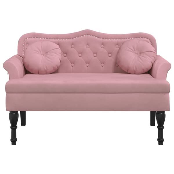 Bänk med kuddar rosa 120,5x65x75 cm sammet