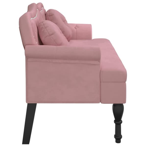 Bänk med kuddar rosa 120,5x65x75 cm sammet