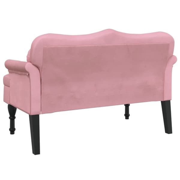 Bänk med kuddar rosa 120,5x65x75 cm sammet