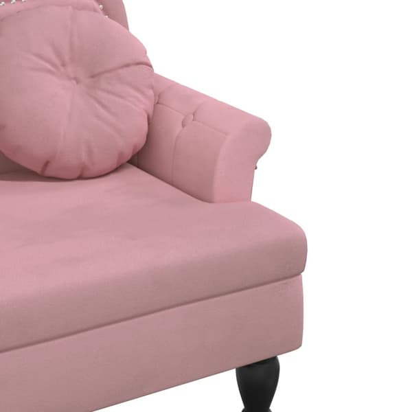 Bänk med kuddar rosa 120,5x65x75 cm sammet