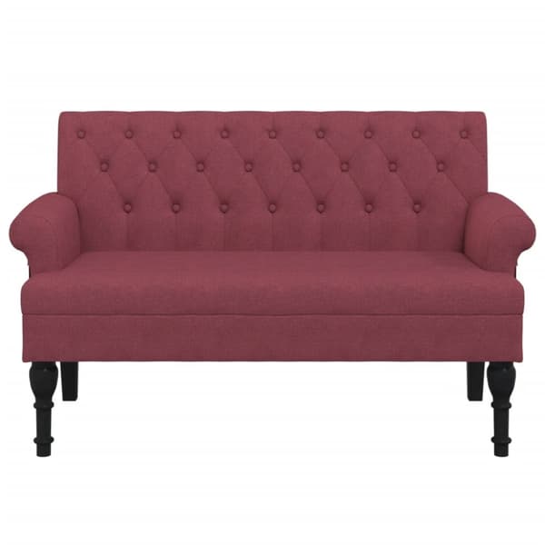 bænk med ryglæn 120x62x75,5 cm stof vinrød