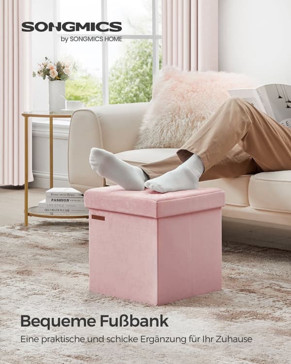 Bænk - med opbevaringsplads - til hall - pastelrosa