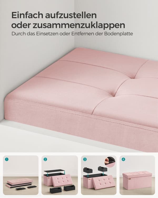 Bank - med lagringsutrymme - upp till 300 kg - pastellrosa