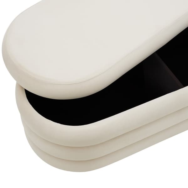 Puf Altu med stort opbevaringsrum - Velour look creme-hvid
