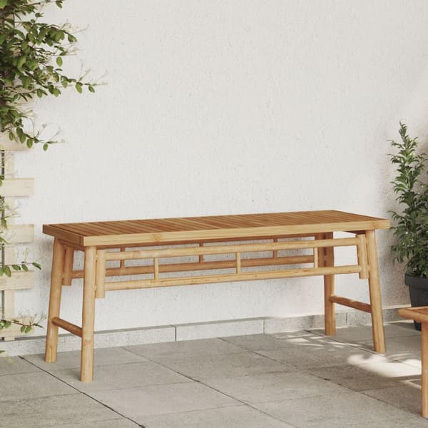 vidaXL Naturlig Bambu Bambu Medium Hållbar Utomhusbänk Rektangulär