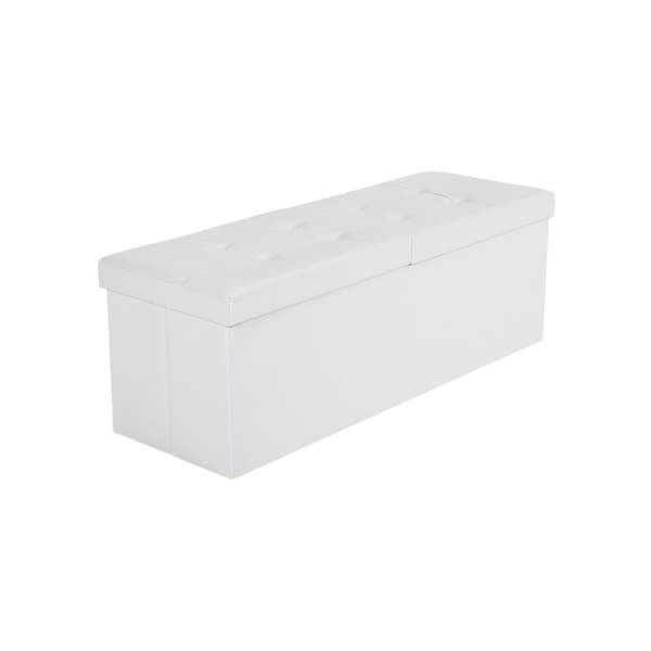 Bänk med gångjärnslock 110 cm vit