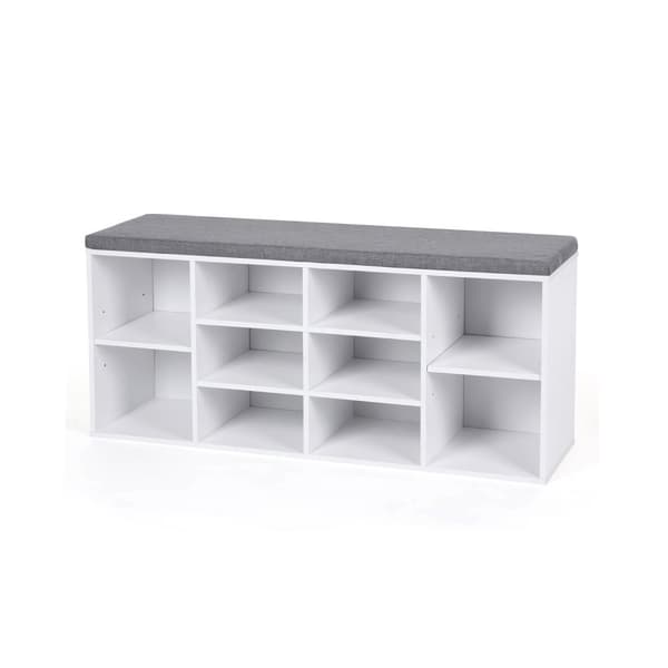 Polstret skob�nk hvid-gr�
