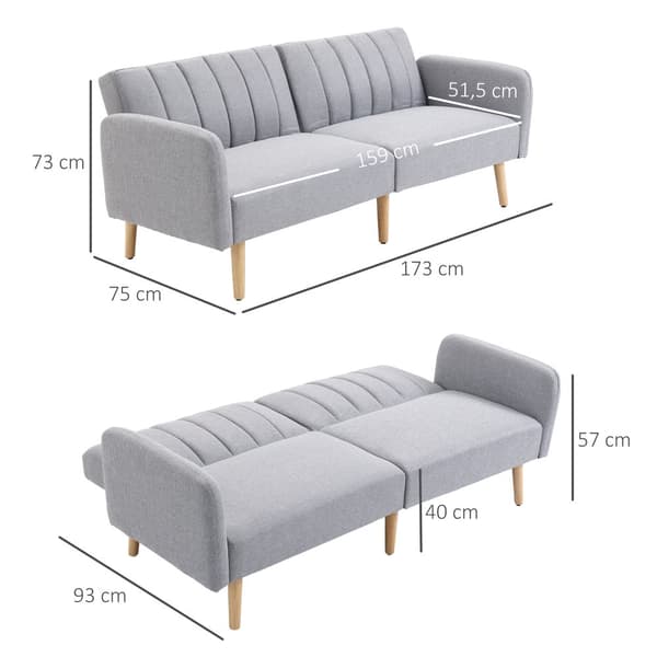 Bäddsoffa, 173x75x73 cm, Grå