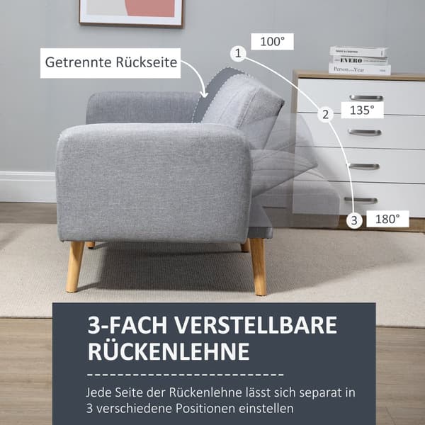 Bäddsoffa, 173x75x73 cm, Grå