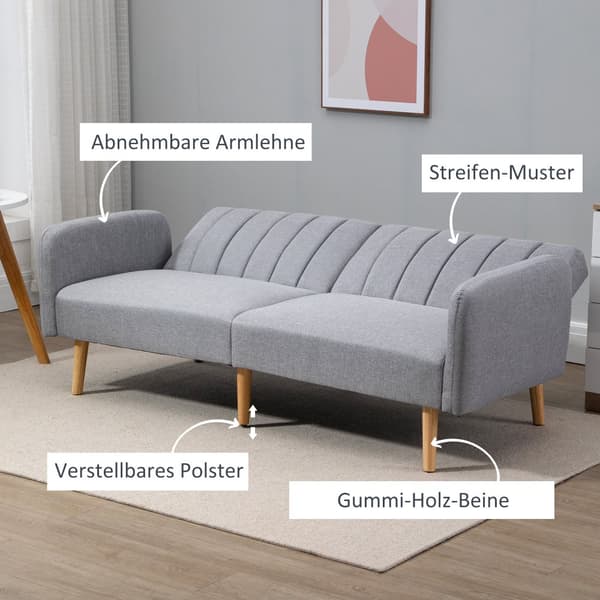 Bäddsoffa, 173x75x73 cm, Grå