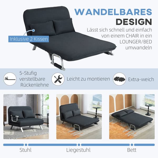 Bäddsoffa, 111x80x78 cm, Svart