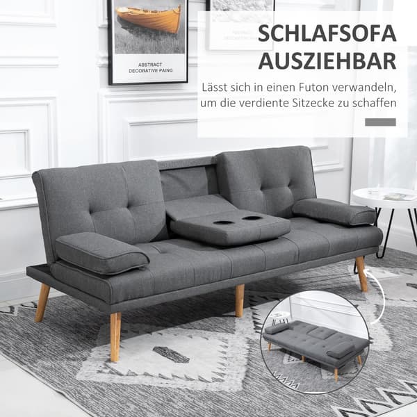 Bäddsoffa, 3-sits, 181x77x78 cm, Mörkgrå