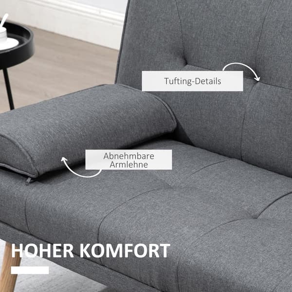 Bäddsoffa, 3-sits, 181x77x78 cm, Mörkgrå