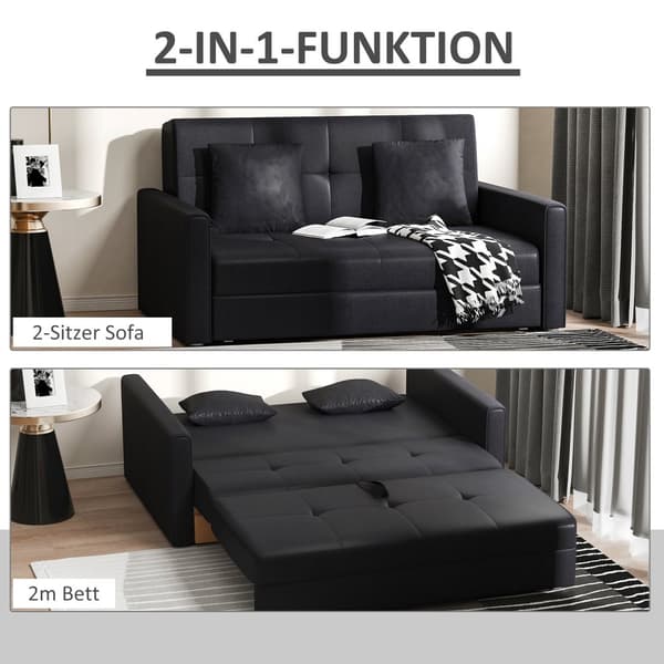2-sits soffa med sovdel, 152x101x81 cm, Kolgrå