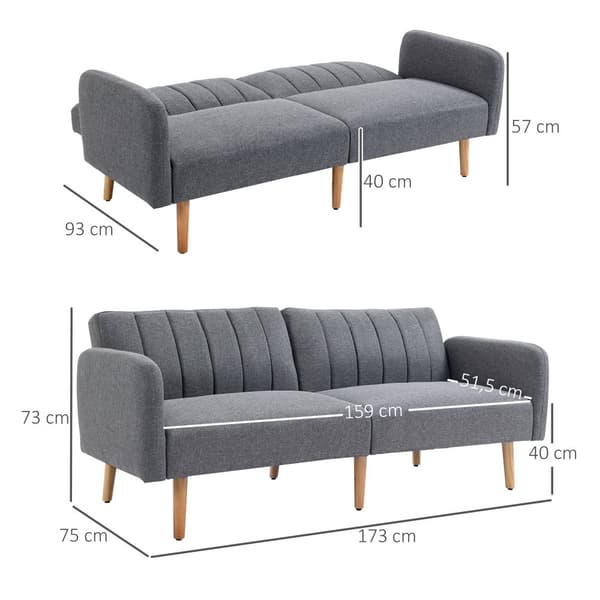 Sovsoffa, 2-sits, 173x75x73 cm, Grå