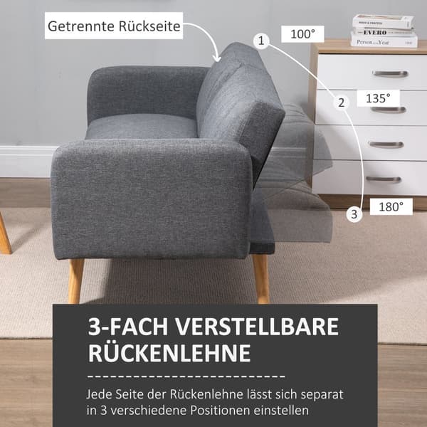 Sovsoffa, 2-sits, 173x75x73 cm, Grå