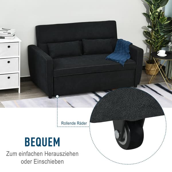 Bäddsoffa, 2-sits, 148x82x89 cm, Svart