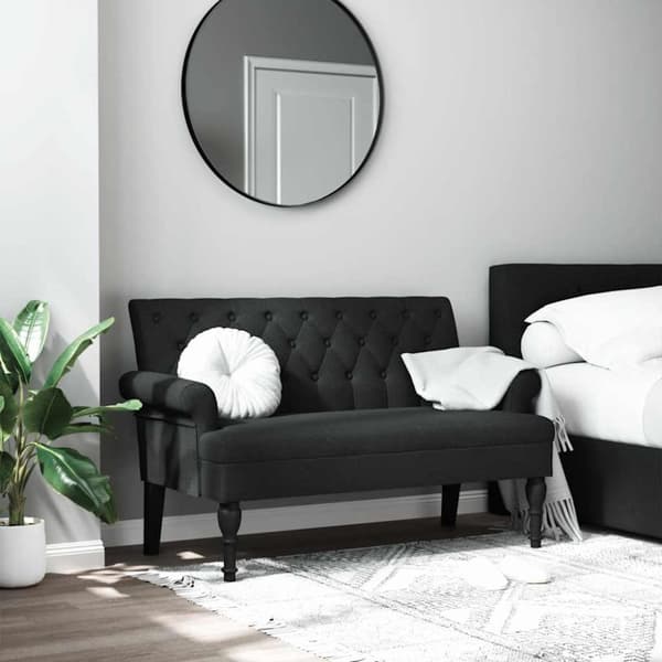 Bänk med ryggstöd ljusgrå 120x62x75,5 cm svart